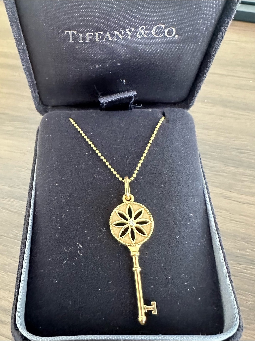 Tiffany & Co. Gold Floral Wheel Key Pendant Necklace - Picture 3 of 6